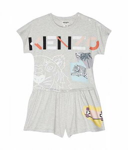 送料無料 ケンゾー Kenzo Kids 女の子用 ファッション 子供服 ベビー服 赤ちゃん ロンパース Shorts Romper Front Logo (Little Kids/Big Kids) - Light Gray China