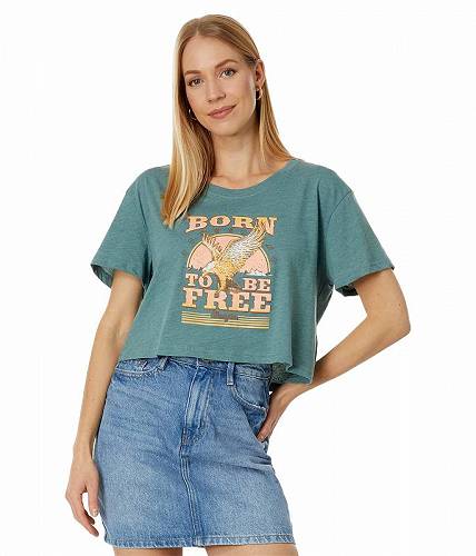 送料無料 ラングラー Wrangler レディース 女性用 ファッション Tシャツ Boyfriend Crop Tee Born To Be Free - Sage Bush Heather