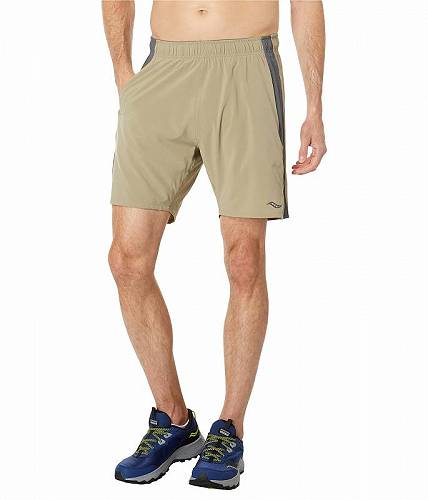 送料無料 サッカニー Saucony メンズ 男性用 ファッション ショートパンツ 短パン Outpace 7&quot; Shorts - Coffee