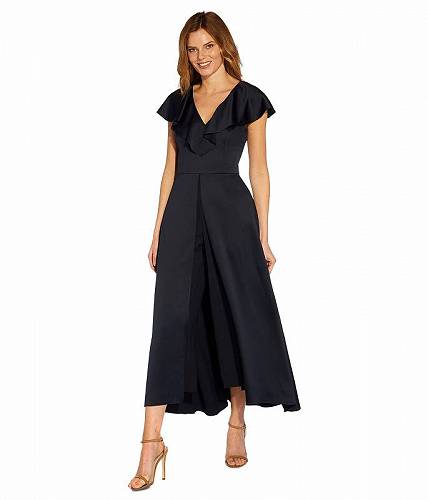 送料無料 アドリアナパペル Adrianna Papell レディース 女性用 ファッション ジャンプスーツ つなぎ セット Satin Crepe Walk Through Jumpsuit - Dark Navy