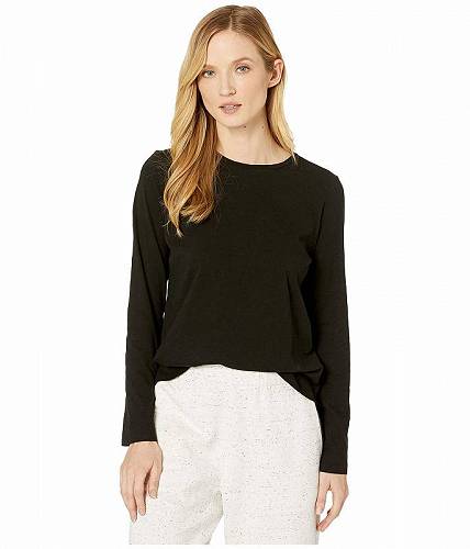 楽天グッズ×グッズ送料無料 アイリーンフィッシャー Eileen Fisher レディース 女性用 ファッション Tシャツ Slubby Organic Cotton Jersey Round Neck Long Sleeve Top - Black