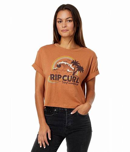 送料無料 リップカール Rip Curl レディース 女性用 ファッション Tシャツ Rainbow Waves Crop Short Sleeve Tee - Light Brown