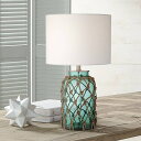 360 Lighting Nautical Accent Table Lamp Coastal Blue Green Glass Rope Net Off White Drum Shade for Living Room Family Bedroom テーブルライト 照明器具 アメリカ【送料無料】【代引不可】【あす楽不可】