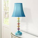 360 Lighting ボヘミアン Accent Table Lamp Stacked Clear Colored Glass Teal Blue Bell Shade for キッズ 子供 Room Bedroom Bedside テーブルライト 照明器具 アメリカ【送料無料】【代引不可】【あす楽不可】