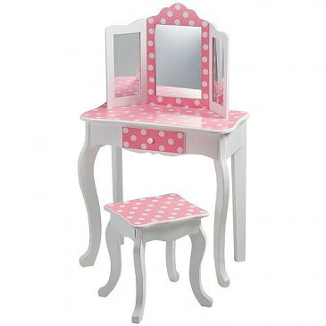 Teamson Kids Polka Dot Prints Gisele Vanity Table & Stool Multiple Finishes Pink/White ドレッサー　女の子おもちゃ　おしゃれ【送料無料】【代引不可】【あす楽不可】