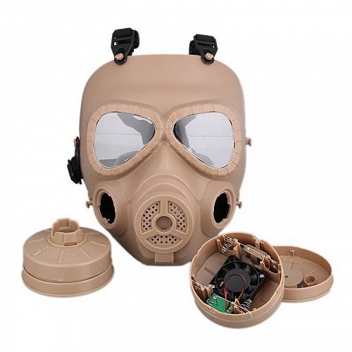 楽天グッズ×グッズEsho Airsoft Gas Mask CS Edition Perspiration Double Filter Fan Dust Face Guard Black コーヒー サバゲー　マスク【送料無料】【代引不可】【あす楽不可】