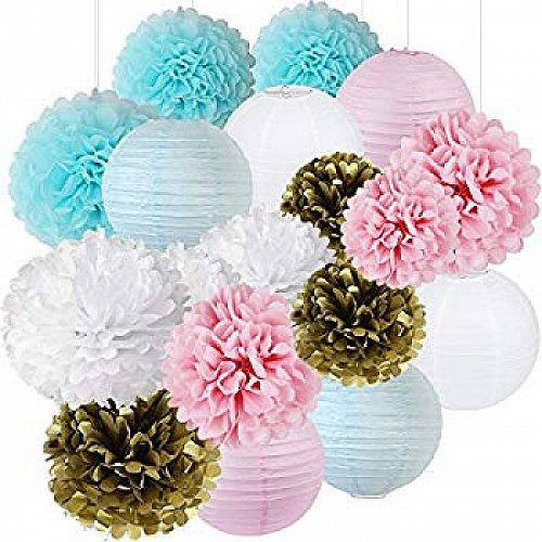 Ballloooon Gender Reveal Party Supplies Boy or Girl Baby Shower Decorations Baby Blue Pink White Gold Tissue Paper Pom Pom Paper ジェンダーリビール 赤ちゃん性別発表パーティー【送料無料】【代引不可】【あす楽不可】