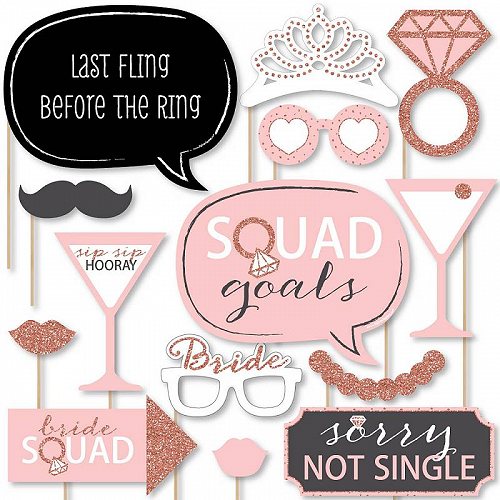 Big Dot of Happiness Bride Squad Rose Gold Bridal Shower or Bachelorette Party Photo Booth Props キット 20 Count ウェディングパーティー 結婚式 バルーン【送料無料】【代引不可】【あす楽不可】