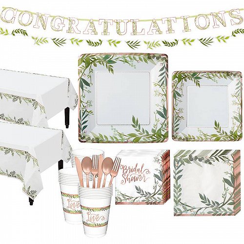 Party City Metallic お花 Greenery Bridal Shower Party キット for 32 Guests with Banner ウェディングパーティー　結婚式　バルーン【送料無料】【代引不可】【あす楽不可】
