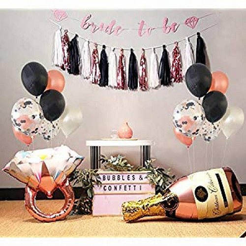 Ballloooon Bachelorette Party Decorations Rose Gold キット | Confetti Bridal Shower Balloons | Giant ダイアモンド 指輪 リング Balloon | ウェディングパーティー　結婚式　バルーン【送料無料】【代引不可】【あす楽不可】
