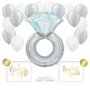 Andaz Press Huge ウェディング　結婚 指輪 リング 19-Piece Balloon Decor キット with Signs Silver for Bridal Shower エンゲージ P..