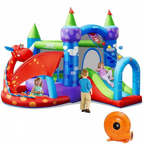 Gymax キッズ 子供 Inflatable Bounce House Dragon Jumping Slide Bouncer Castle W/ 750W Blower 大型遊具 バウンス ハウス トランポリン 【送料無料】【代引不可】【あす楽不可】