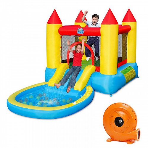 Gymax Inflatable Bounce House キッズ 子供 Slide Jumping Castle Bouncer w/Pool and 580W Blower 大型遊具　バウンス ハウス トランポリン 【送料無料】【代引不可】【あす楽不可】