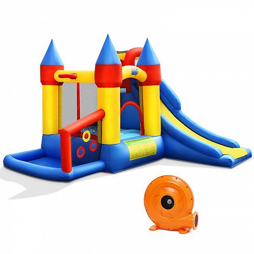 Costway Inflatable Bounce House Slide Bouncer LbY q Castle Jumper w/ Balls & 780W Blower ^V@oEX nEX g| yzyszyysz