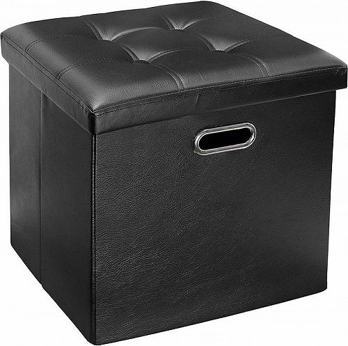 GreenCo Faux 革 Tufted Ottoman Stool シート and Foot Rest Collapsible Versatile Storage Box-Black 家具 オットマン コーヒーテーブル 【送料無料】【代引不可】【あす楽不可】