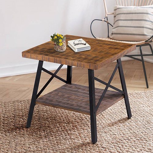GranRest 24'' End Table with Open Shlef Rustic Brown 家具　木製　サイドテーブル 【送料無料】【代引不可】【あす楽不可】