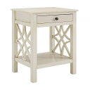 Linon Whitley End Table AeB[N White with Easy-Glide Drawer Ƌ@ؐ@TChe[u yzyszyysz