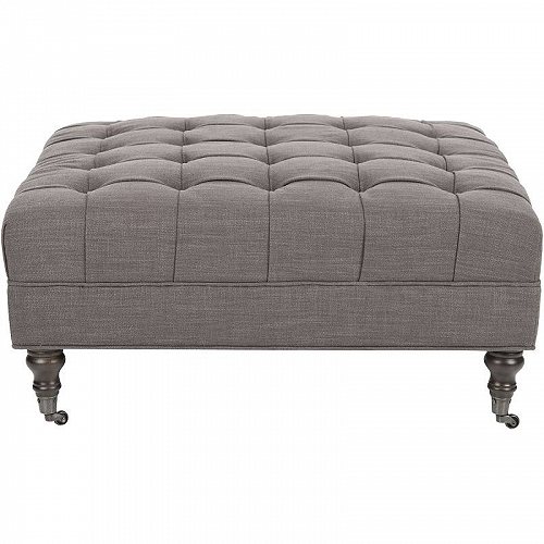 Safavieh Clark Classic Glam Tufted Cocktail Ottoman w/ Casters Gray ȶ񡡥åȥޥ ̵ۡԲġۡڤԲġ