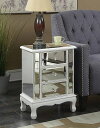 Convenience Concepts Gold Coast Vineyard 3-Drawer Mirrored End Table White/Mirror 家具　木製　サイドテーブル 【送料無料】【代引不可】【あす楽不可】