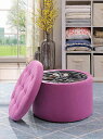 Convenience Concepts Designs4Comfort Round Shoe Ottoman Multiple Finishes Pink Faux Suede 家具　オットマン・コーヒーテーブル 