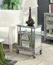 Convenience Concepts Gold Coast Vineyard 3-Drawer Mirrored End Table Weathered Grey/Mirror 家具　木製　サイドテーブル 
