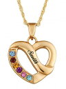 all-sun Family ジュエリー 宝飾品 Personalized Mother's 14kt -Plated Name & Birthstone ハート ネックレス Gold オリジナル・名入れ【送料無料】【代引不可】【あす楽不可】