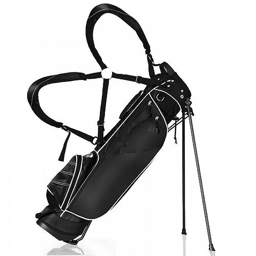 Gymax Black ゴルフ Stand Cart Bag Club with Carry Organizer Pockets ゴルフバッグ　キャディバッグ【送料無料】【代引不可】【あす楽不可】