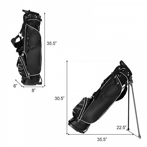 Gymax Black ゴルフ Stand Cart Bag Club with Carry Organizer Pockets ゴルフバッグ　キャディバッグ【送料無料】【代引不可】【あす楽不可】