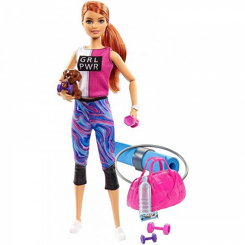 Barbie Fitness Doll Red-Haired With Puppy and 9 Accessories バービーグッズ　人形・グッズ【送料無料】【代引不可】【あす楽不可】
