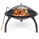 Best Choice Products xXg@`CX@v_Ng 22in Folding Steel Fire Pit Portable Outdoor Camping Fire Bowl w/ Mesh Cover Poker t@C[sbg@Αyzyszyysz