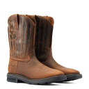 送料無料 アリアト Ariat メンズ 男性用 シューズ 靴 ブーツ ワークブーツ Sierra Shock Shield Patriot Work Boot - Distressed Brown