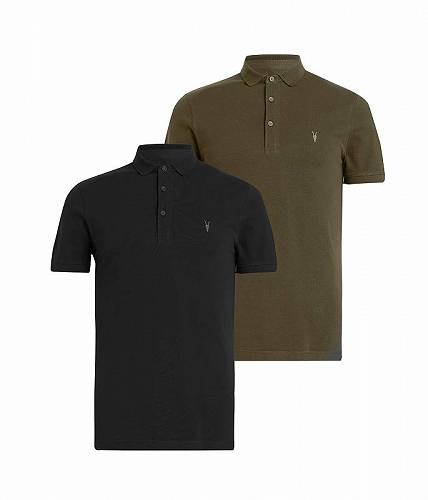 楽天グッズ×グッズ送料無料 AllSaints メンズ 男性用 ファッション ポロシャツ Reform Short Sleeve Polo 2-Pack - Black/Sorghum Green