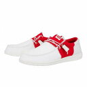 こちらの商品は ヘイデュード Hey Dude メンズ 男性用 シューズ 靴 ローファー Wally Tri-Varsity Sport Mesh - White/Red です。 注文後のサイズ変更・キャンセルは出来ませんので、十分なご検討の上でのご注文をお願いいたします。 ※靴など、オリジナルの箱が無い場合がございます。ご確認が必要な場合にはご購入前にお問い合せください。 ※画面の表示と実物では多少色具合が異なって見える場合もございます。 ※アメリカ商品の為、稀にスクラッチなどがある場合がございます。使用に問題のない程度のものは不良品とは扱いませんのでご了承下さい。 ━ カタログ（英語）より抜粋 ━ Get ready to step into a world of comfort and style by wearing the Hey Dude(R) Wally Tri-Varsity Sport Mesh loafers. Crafted with a breathable textile upper and lining, these shoes keep your feet feeling cool and dry. The comfortable cushioned ankle collar wraps around your ankle like a cozy hug. The removable foam insole provides exceptional support and cushioning. Slip-on style with easy-on lace system. Brand patch on the upper and back heel tab. Round toe design. Lightweight textile outsole. ※掲載の寸法や重さはサイズ「9, width M」を計測したものです. サイズにより異なりますので、あくまで参考値として参照ください. 実寸（参考値）： Weight: 約 200 g ■サイズの幅(オプション)について Slim &lt; Narrow &lt; Medium &lt; Wide &lt; Extra Wide S &lt; N &lt; M &lt; W A &lt; B &lt; C &lt; D &lt; E &lt; EE(2E) &lt; EEE(3E) ※足幅は左に行くほど狭く、右に行くほど広くなります ※標準はMedium、M、D(またはC)となります ※メーカー毎に表記が異なる場合もございます