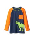 送料無料 Hatley Kids 男の子用 スポーツ・アウトドア用品 キッズ 子供用水着 ラッシュガード Colour-Block Dino Long Sleeve Pocket Rashguard (Toddler/Little Kids/Big Kids) - Blue