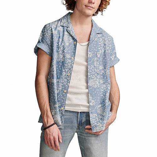 楽天グッズ×グッズ送料無料 ラッキーブランド Lucky Brand メンズ 男性用 ファッション ボタンシャツ Printed Chambray Camp Collar Short Sleeve Shirt - Indigo Print