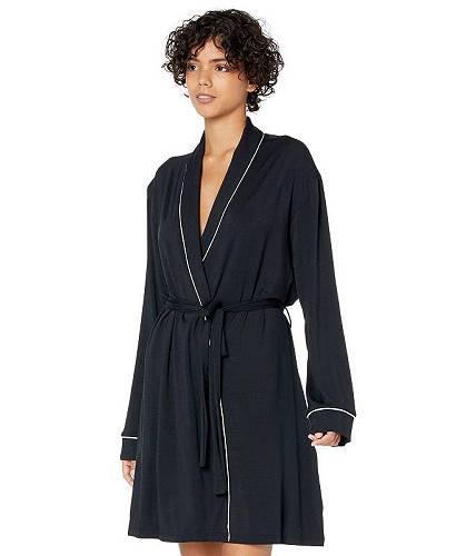 送料無料 エバージェイ Eberjey レディース 女性用 ファッション パジャマ 寝巻き バスローブ Gisele - The Tuxedo Robe - Black/Sorbet Pink