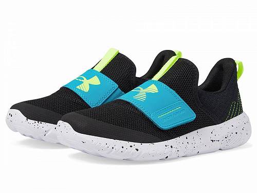 送料無料 アンダーアーマー Under Armour Kids 男の子用 キッズシューズ 子供靴 スニーカー 運動靴 Flash Speckle Running Shoe (Little Kid) - Black/Circuit Teal/High-Vis Yellow