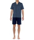 送料無料 HOM メンズ 男性用 ファッション パジャマ 寝巻き Marvin Short Sleepwear - Navy Print