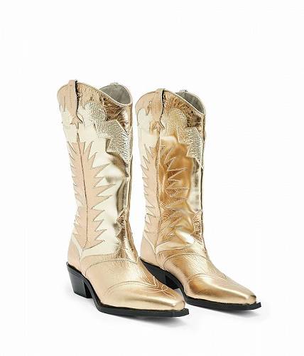 送料無料 AllSaints レディース 女性用 シューズ 靴 ブーツ ウエスタンブーツ Dixie Metallic Boots - White/Gold