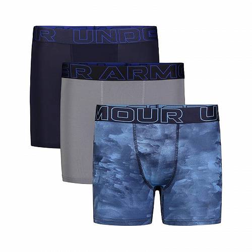 送料無料 アンダーアーマー Under Armour Kids 男の子用 ファッション 子供服 下着 Under Armour Kids Performance Tech Prints 3-Pack Boxer Briefs (Big Kids) - Midnight Navy