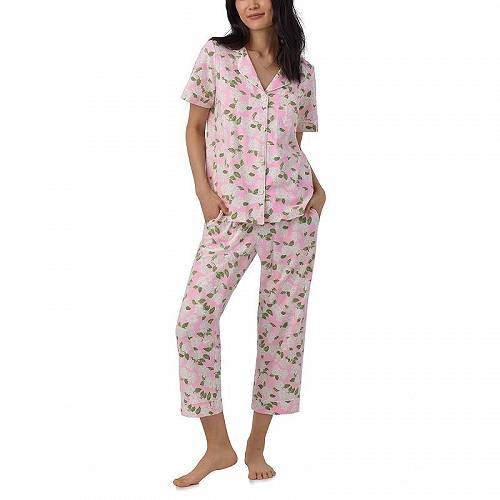 楽天グッズ×グッズ送料無料 ベッドヘッドピージェー Bedhead PJs レディース 女性用 ファッション パジャマ 寝巻き Organic Cotton Classic Cropped PJ Set - Pink Summer Hydrangea