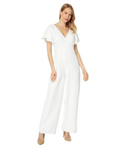 送料無料 マギーロンドン Maggy London レディース 女性用 ファッション ジャンプスーツ つなぎ セット Flutter Sleeve Wide Leg Jumpsuit - Ivory