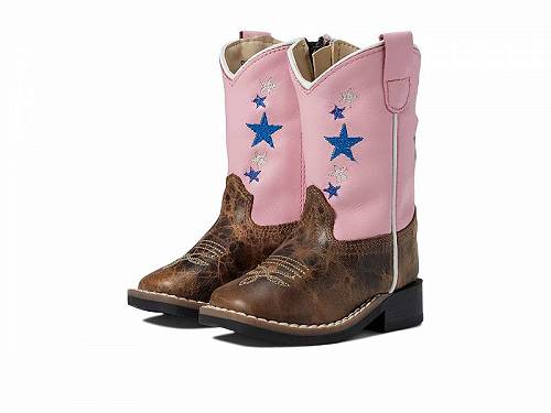 送料無料 Old West Kids Boots 女の子用 キッズシューズ 子供靴 ブーツ ウエスタンブーツ Pretty (Toddler) - Cactus Brown Foot/Pink Shaft