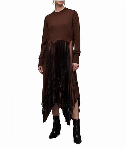 送料無料 AllSaints レディース 女性用 ファッション ドレス Sadie Foil Dress - Pale Cacao/Black