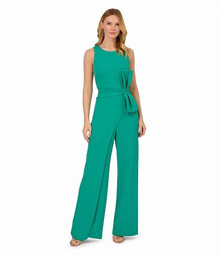 送料無料 アドリアナパペル Adrianna Papell レディース 女性用 ファッション パンツ ズボン Wide Leg Bow Detail Jumpsuit - Botanic Green