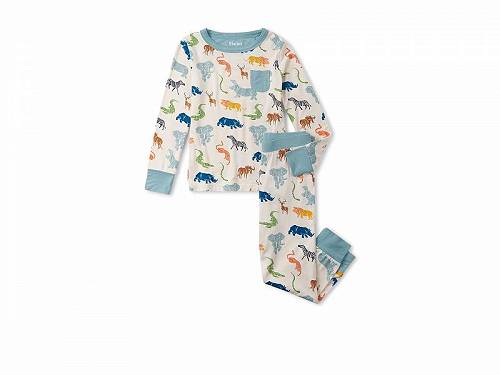 ̵ Hatley Kids ˤλ եå Ҷ ѥ  Scratchy Safari Bamboo Pajama Set (Toddler/Little Kid/Big Kid) - Sea Salt