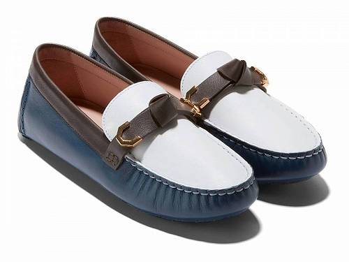 送料無料 コールハーン Cole Haan レディース 女性用 シューズ 靴 ローファー ボートシューズ Evelyn Bow Driver - Ivory/Dark Chocolate/Blue Wing Teal Leather