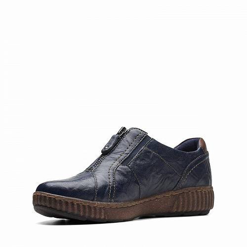 送料無料 クラークス Clarks レディース 女性用 シューズ 靴 スニーカー 運動靴 Magnolia Zip - Navy Leather 1