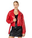  Avec Les Filles fB[X p t@bV AE^[ WPbg R[g WPbg Oversized Faux Leather Cropped Biker - Lipstick