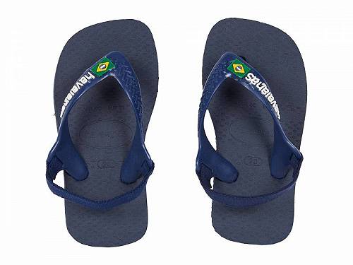 送料無料 ハワイアナス Havaianas Kids 男の子用 キッズシューズ 子供靴 サンダル Brazil Logo Flip Flop Sandal (Toddler) - Navy Blue/Citrus Yellow